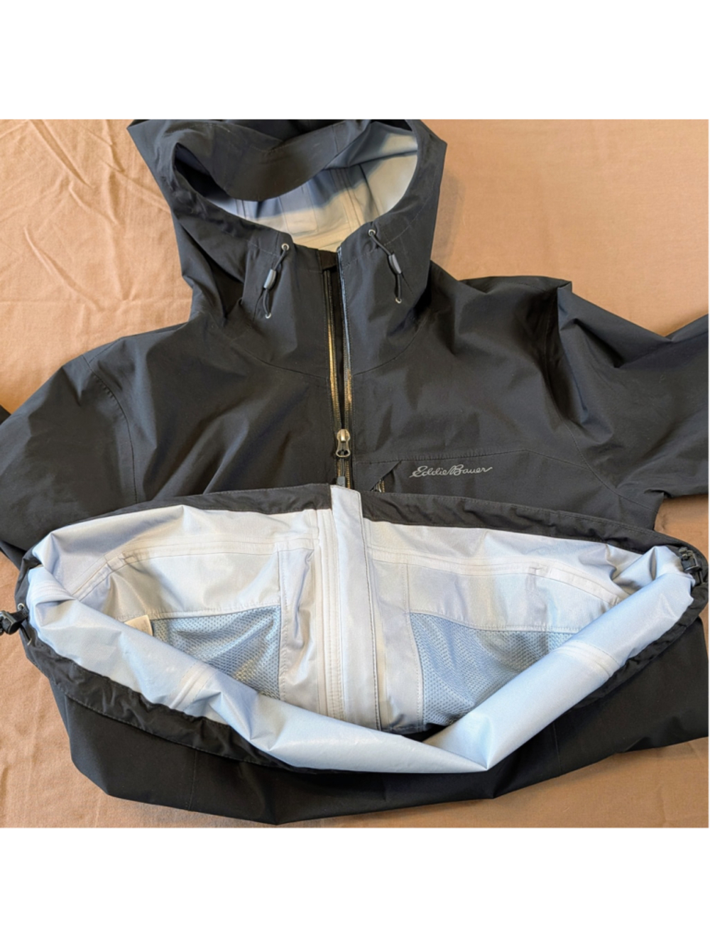 Eddie Bauer WeatherEdge Pro Rain Jacket Women’s L Black Waterproof Hooded Shell - Picture 11 of 16